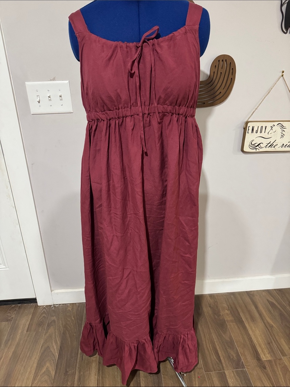Jessica London Burgundy Maxi Dress with Ruffle Hem